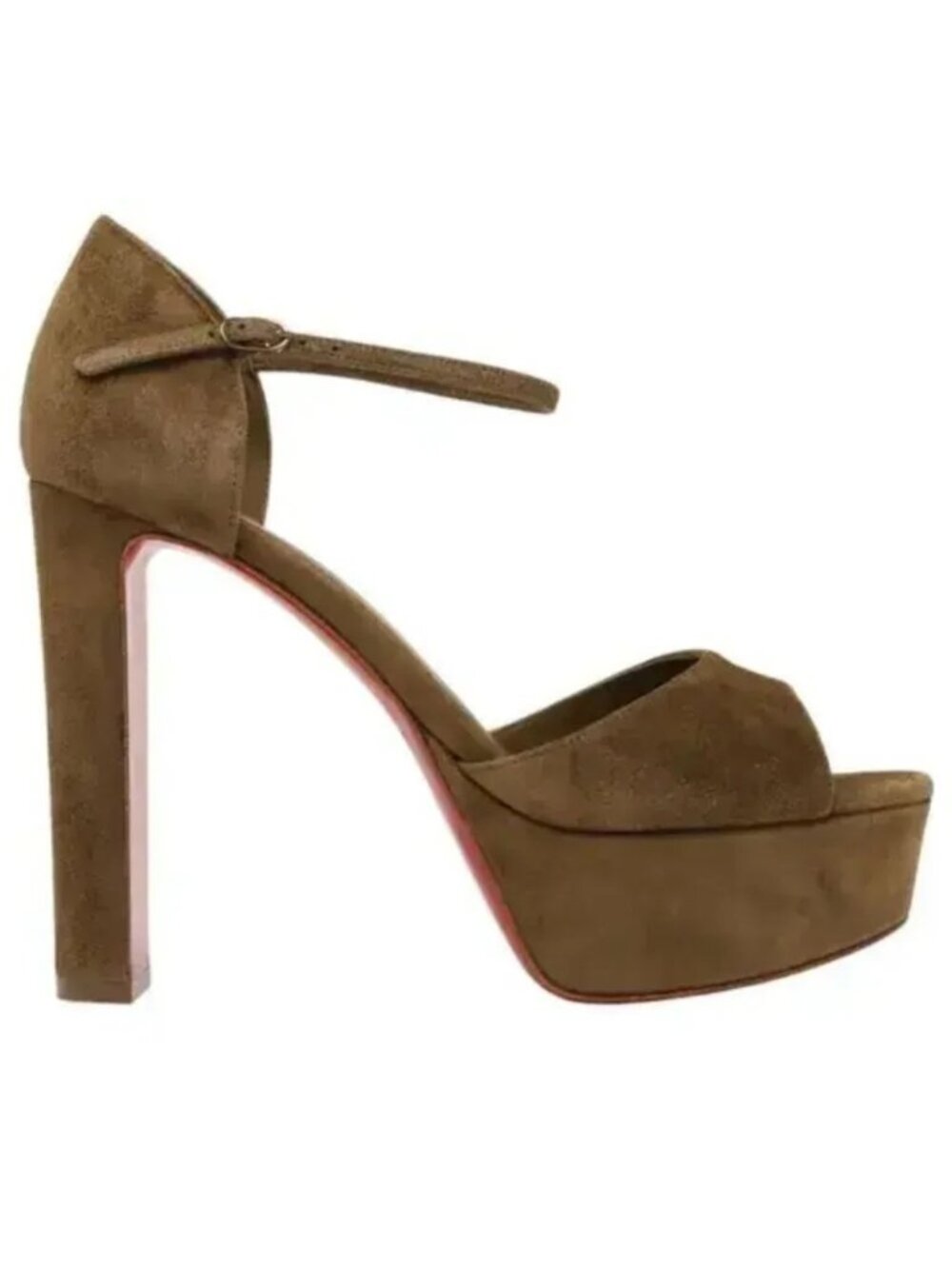 $1245 Christian Louboutin 130 SANDALOO Suede Platform Sandals EU 38.5 US 8.5